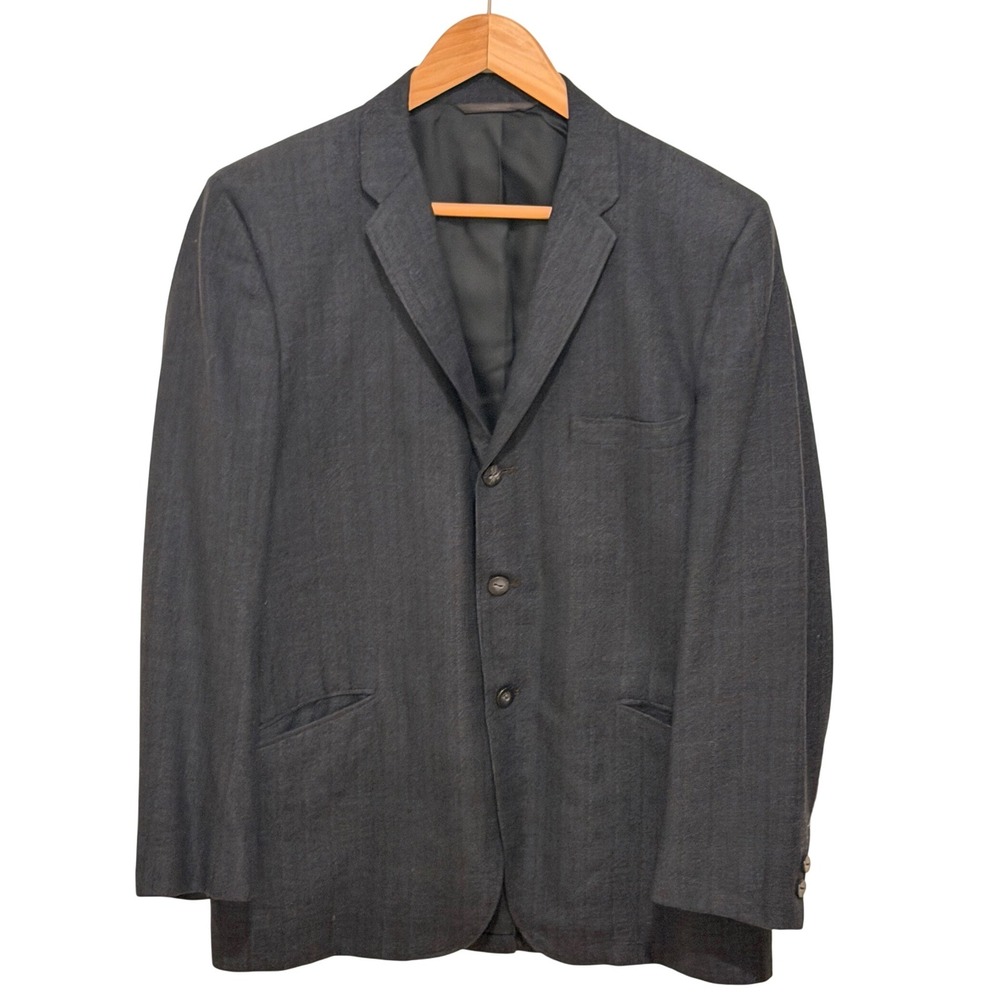 Vintage Mr. Romano Beverly Hills Mens Gray Herringbone Union Made Blazer Coat